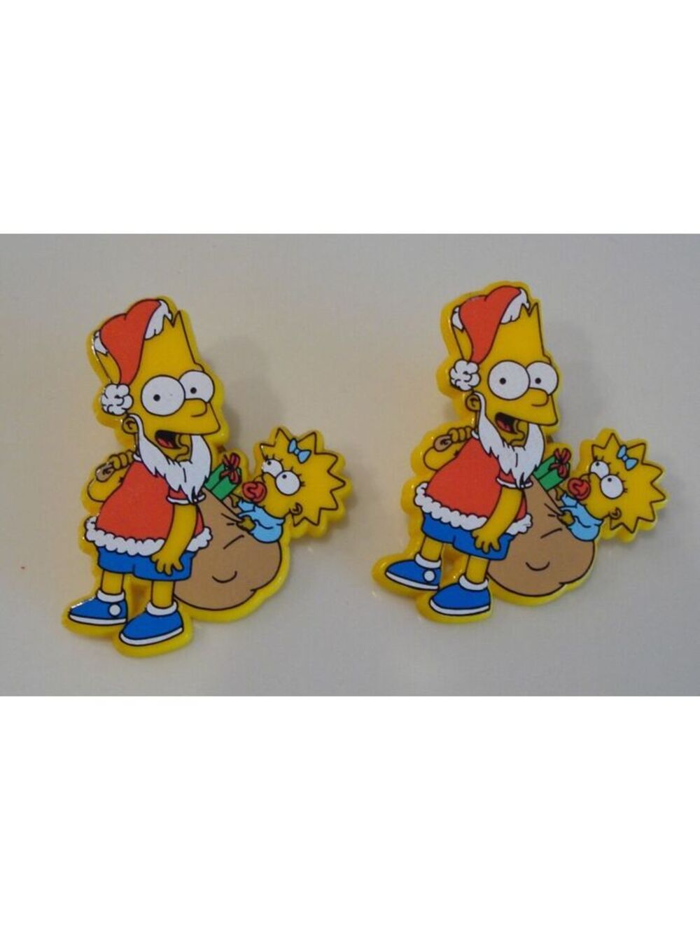 Vintage 1990's The Simpsons Santa Bart and Maggie Lapel brooch badge pins